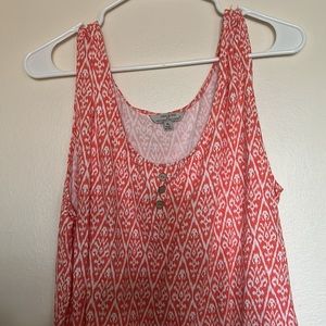 Hester & Orchard Orange and White Tank Top with Buttons Size XL